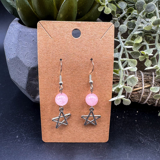 Rose Quartz Star Earrings